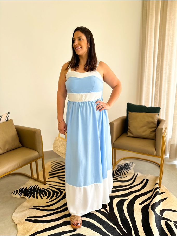 Vestido Adalia Azul cm branco 