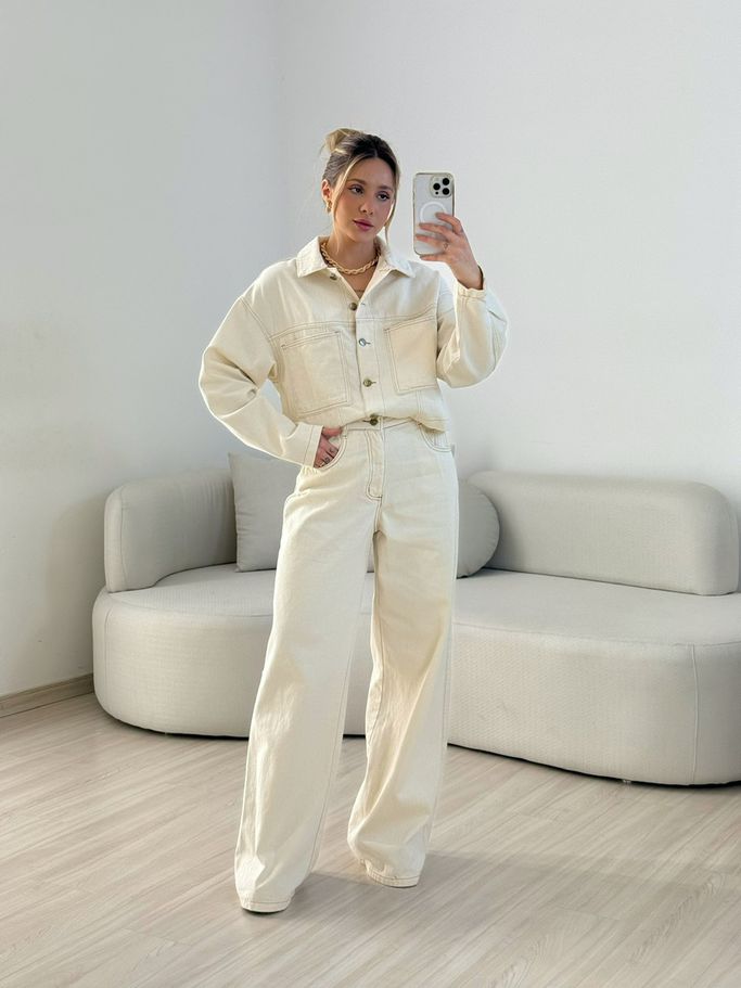 JAQUETA LUARA ECO JEANS AREIA