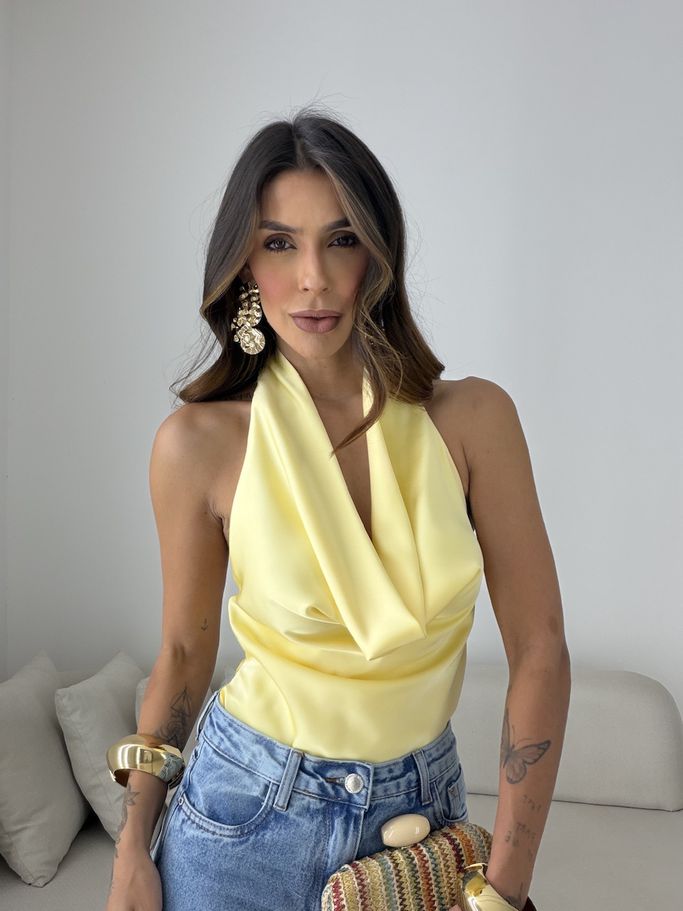 BLUSA FÁTIMA ACETINADA AMARELA