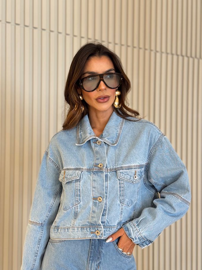 JAQUETA IVETE OVER JEANS CLARO