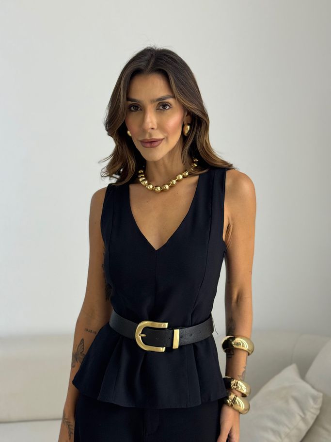 BLUSA MICHELE CAVADA PRETA