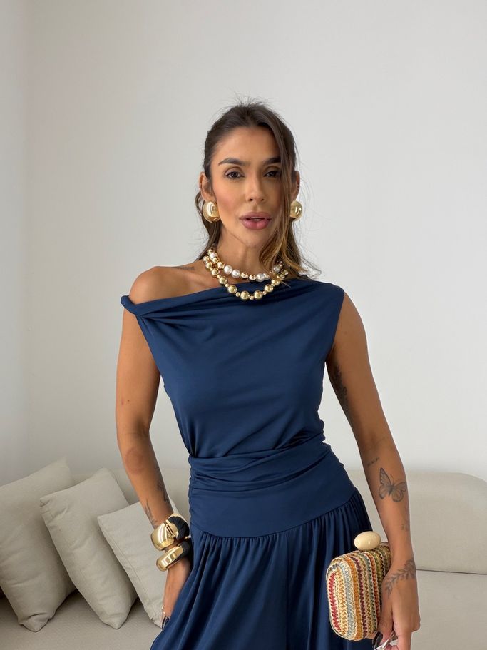 BLUSA MÁRCIA DRAPEADA MARINHO