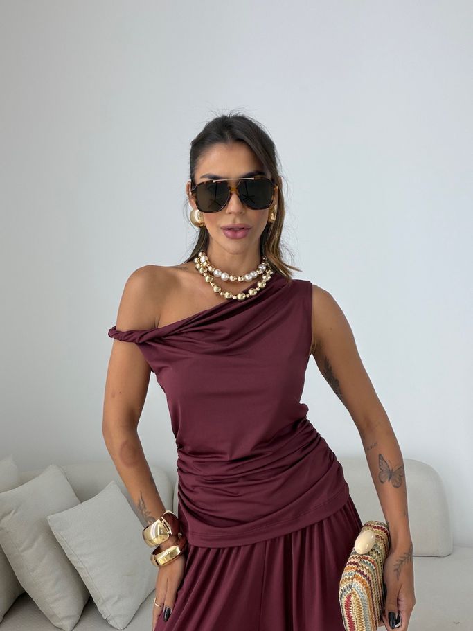 BLUSA MÁRCIA DRAPEADA VINHO