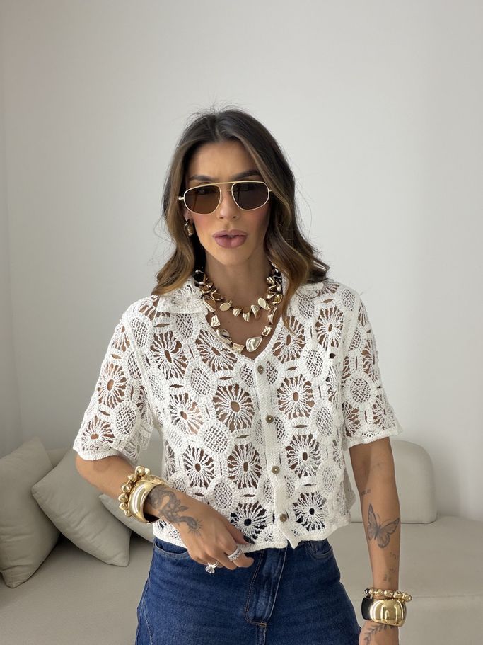 CAMISA FLORA CROCHÊ OFF