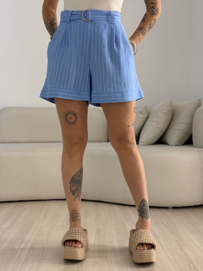 SHORT REGINA LISTRAS AZUL
