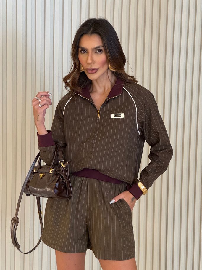 JAQUETA LUANA RISCA DE GIZ MARROM