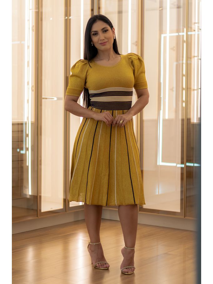 Vestido Dubai Tricot Dourado