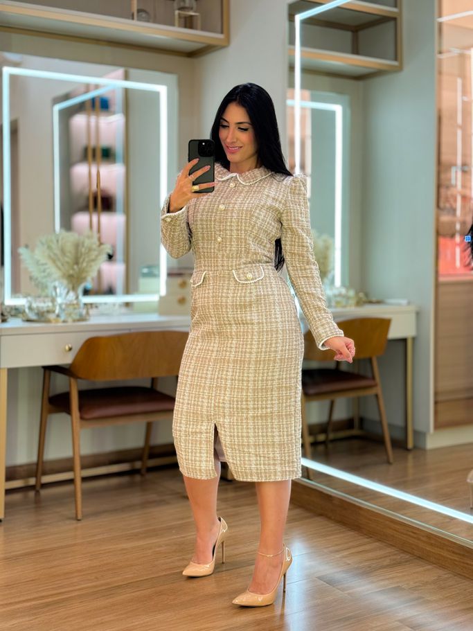 Vestido Diana Tweed Nude