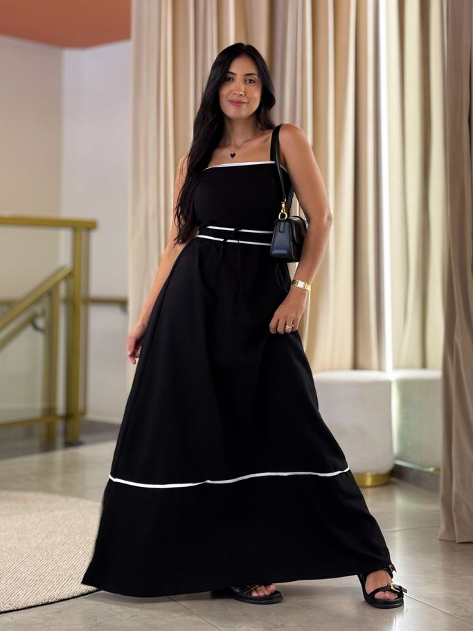 Vestido Maite Preto E Branco
