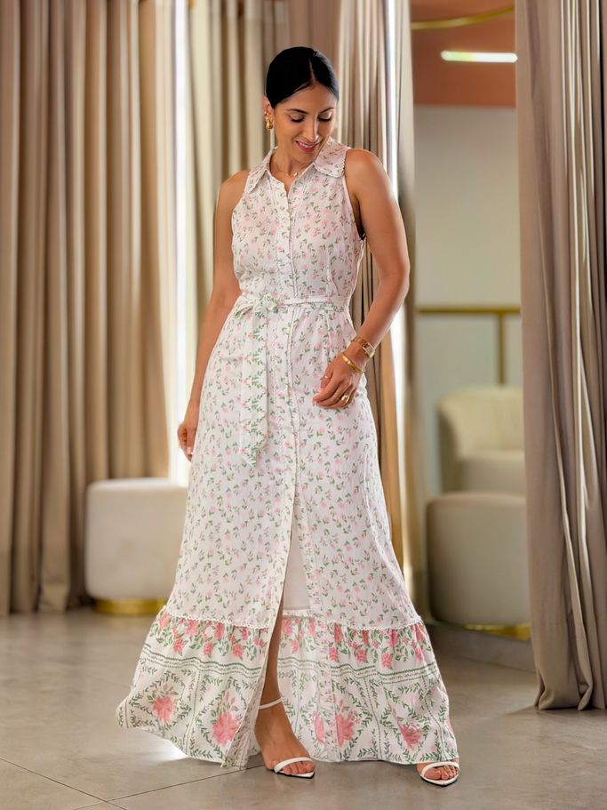 Vestido Grécia Rosa Floral 