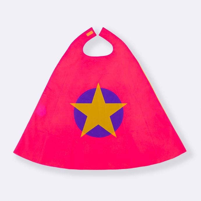 Fantasia Capa Infantil Capa Super-Herói Estrela Rosa e Roxo