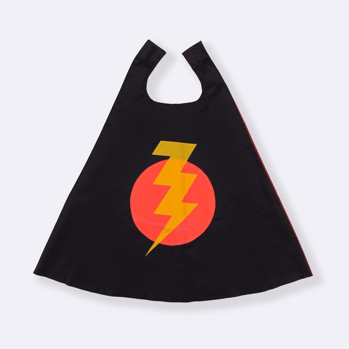 Capa Infantil Super-Heroi Raio Preto e Laranja