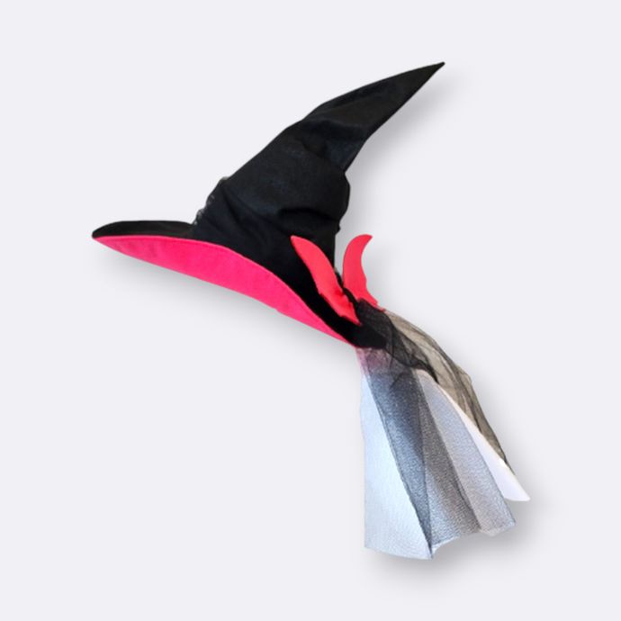 chapéu bruxa preto e pink