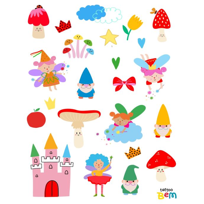 Tatuagem Infantil Temporária Duendes e Fadas