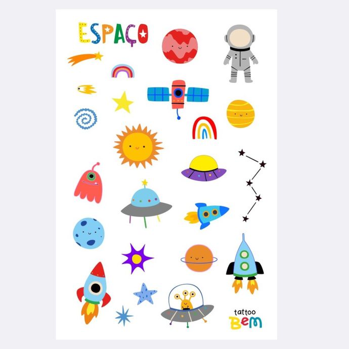 Tatuagem Infantil Temporária Espaço