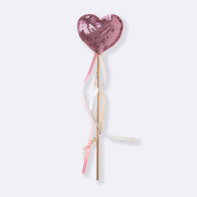 Fantasia Infanfil Varinha Mágica de Condão Paetê Love Rosa