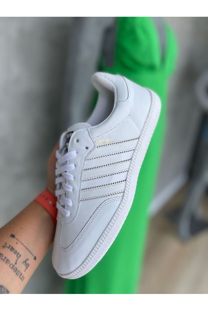 Adidas Samba Em Couro Branco Mikey - DBoneca