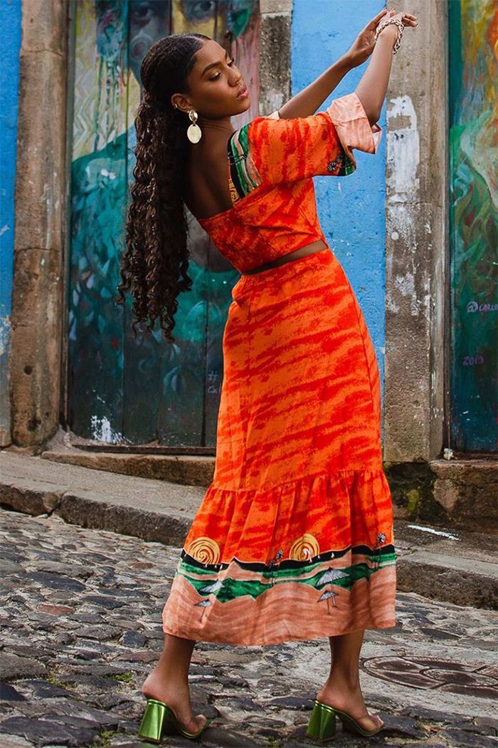 Vestido longo shop laranja