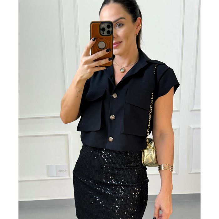 Cropped Cargo Nati Preto