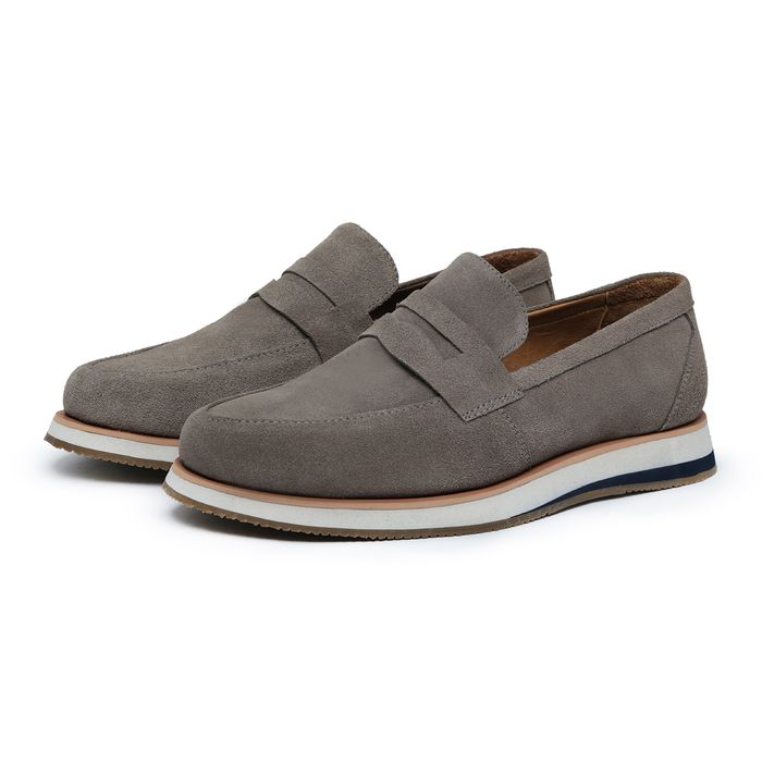 Mocassim Loafer Casual Todo Couro Santoro Cinza