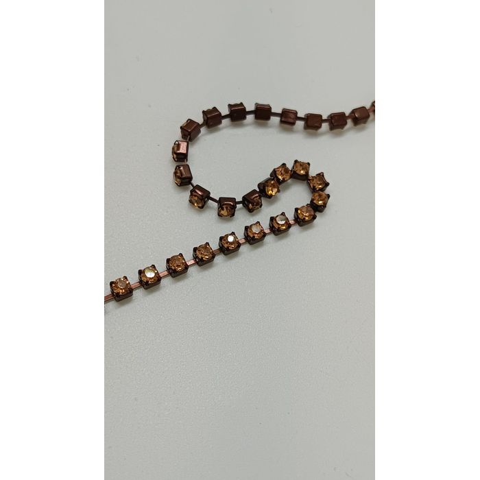 Corrente Ss8,5 / Pl18 - Pedra Light Peach, Toffe -... - BM Strass