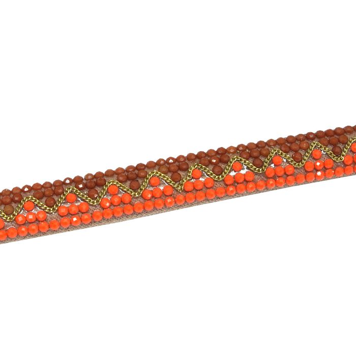 Tira de Strass Meia Cana Missone 12mm - Coral, For... - BM Strass