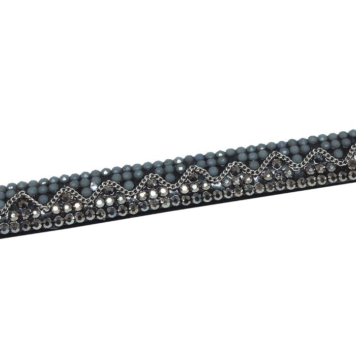 Tira de Strass Meia Cana Missone 12mm - Hematite G... - BM Strass