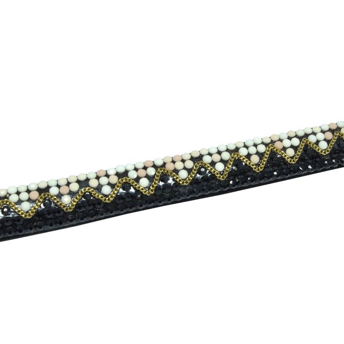 Tira de Strass Meia Cana Missone 12mm - Creme/Pret... - BM Strass