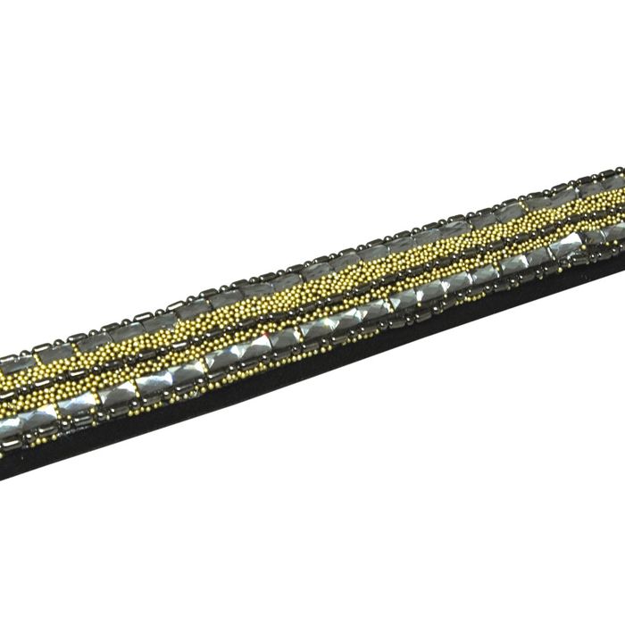Tira de Strass Meia Cana Beed Vegas 16mm - Grafite... - BM Strass
