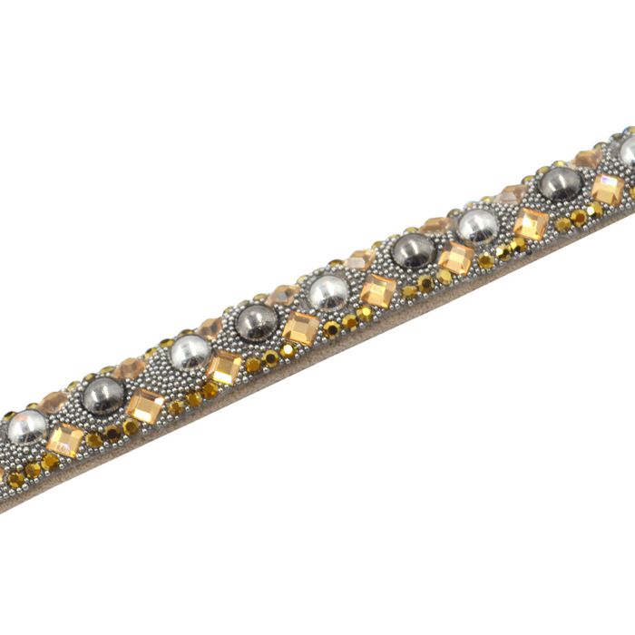 Tira Meia Cana Tribal 10mm / Grafite Gold - 41472 - BM Strass