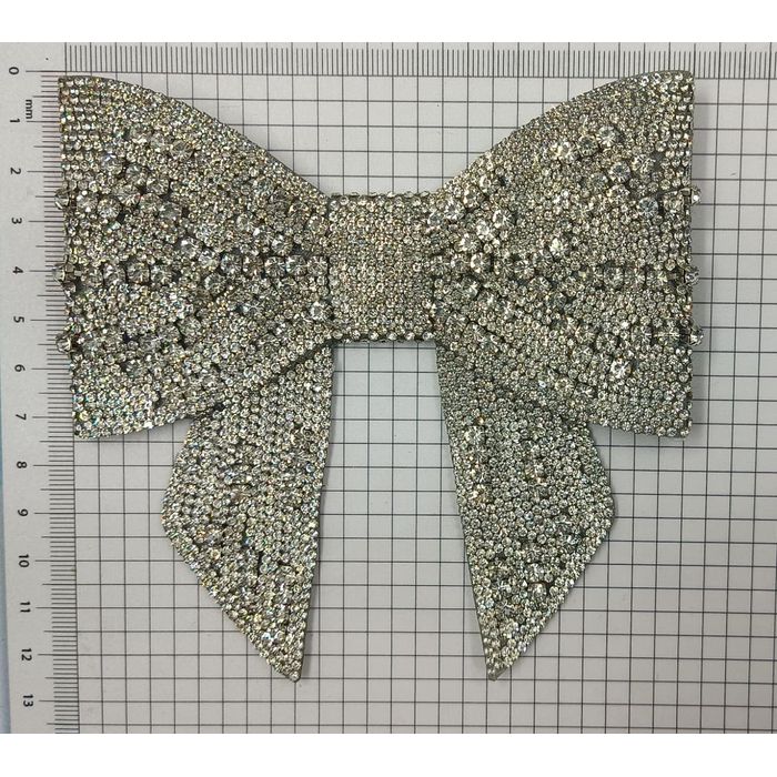 Broche Laço 01 - Alfinete e forro em cetim cinza -... - BM Strass