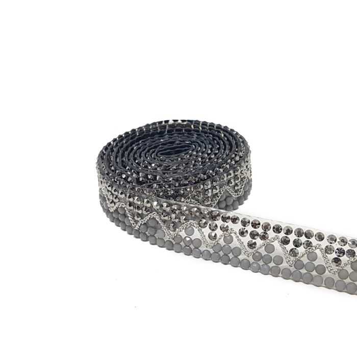 Tira De Strass Em Metro Grafite - Missone. - 6408 - BM Strass