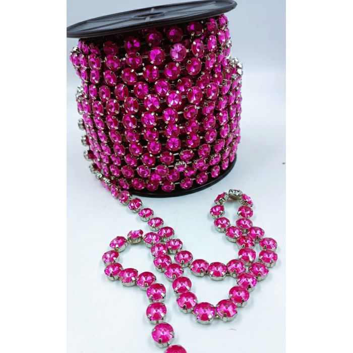 Corrente Mini Rivoli Pedras 10x10mm Rose - Banho N... - BM Strass