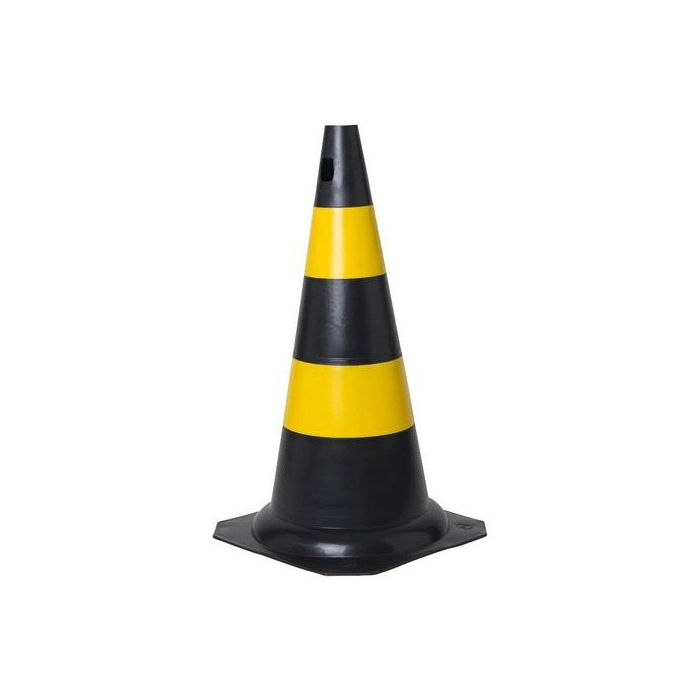 Cone Sinalização de PVC 75cm Preto e Amarelo