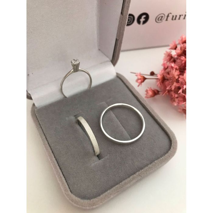 Par De Alianças Bahamas 2 mm Diamantada Prata 925-... - FURINI JOIAS 