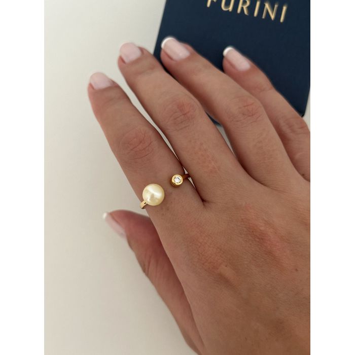 Anel Pérola Natural e Ouro 18k - AN004 - FURINI JOIAS 