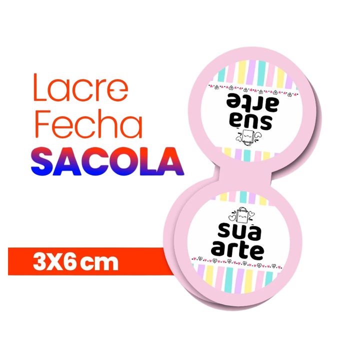 96 Un | ADESIVO LACRE FECHA SACOLA PERSONALIZADO