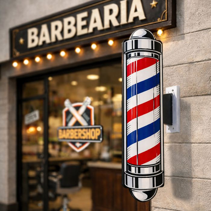 PLACA BARBER POLE PVC 17X83CM IMPRESSÃO UV VERNIZ ...