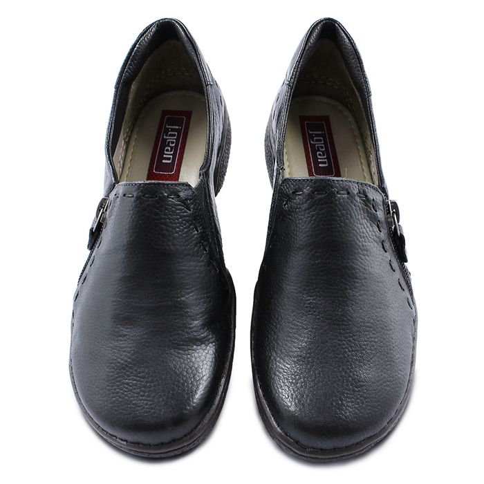 J Gean Tenis Feminino Couro Preto Tênis Feminino Casual Em Couro
