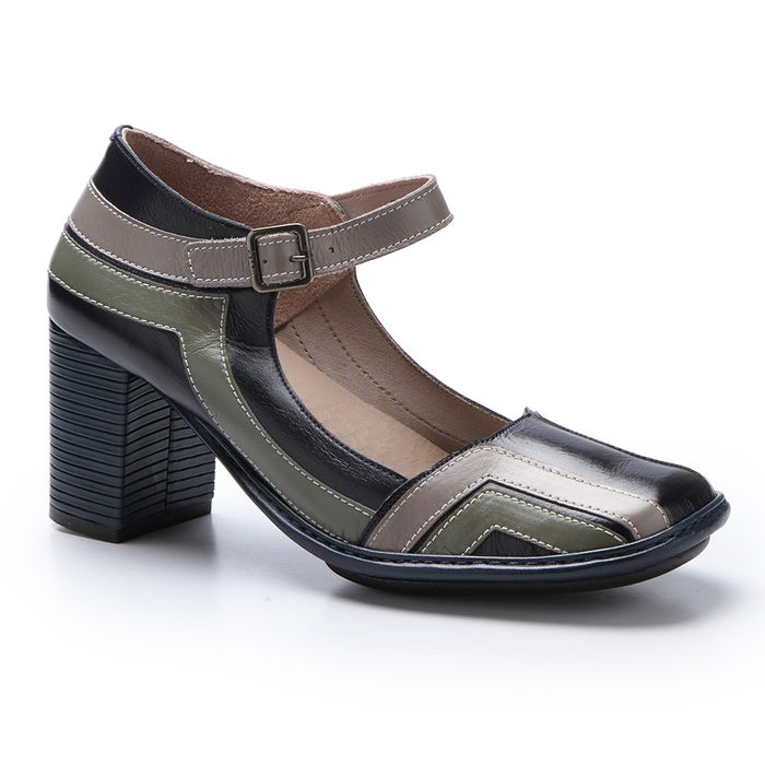 Sapato Galeany Alto em Couro cor Dark Blue J.Gean