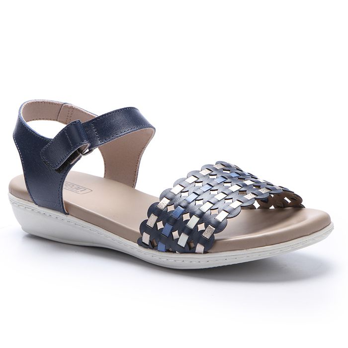  Sandália New Soft Gel em Couro cor Navy J.Gean 