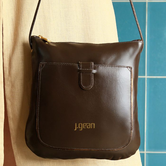 Bolsa transversal ou Tiracolo Feminina em Couro cor Café J.Gean