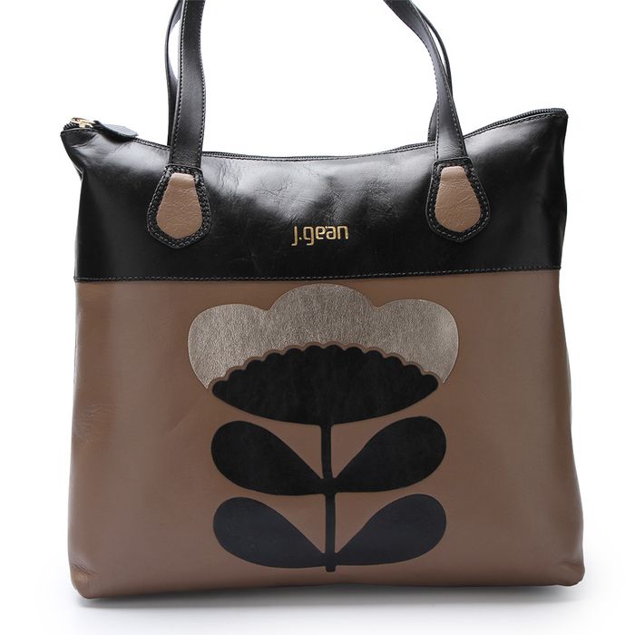 Bolsa Feminina Grande de Couro Legítimo cor Preto J.Gean 