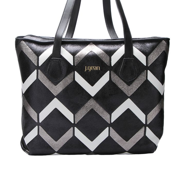 Bolsa Feminina Grande de Couro Legítimo cor Preto J.Gean 