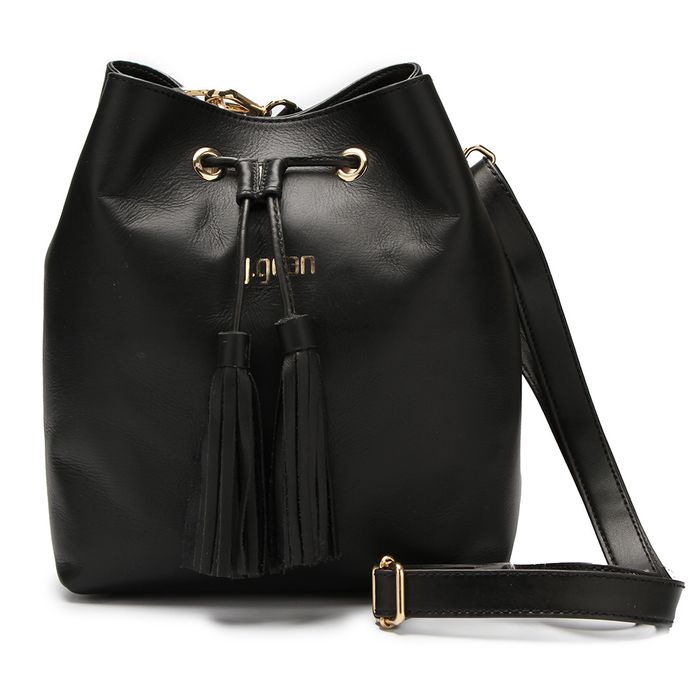 Bolsa Artesanal Em Couro Preto J.Gean 