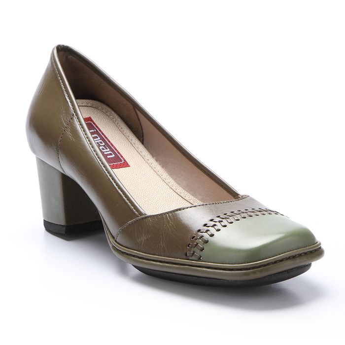 Sapato Feminino salto Médio em Couro olive J.Gean .