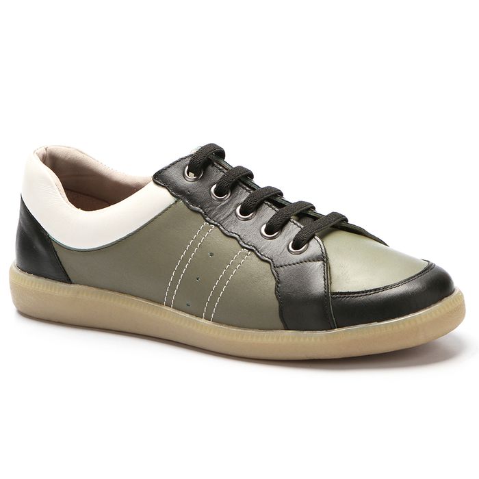 Tênis Feminino Barcelona em Couro Legítimo Cor Olive J.Gean GP0003