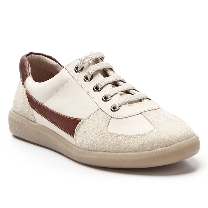 Tênis Feminino Barcelona em Couro Legítimo Cor Natural J.Gean GP0004