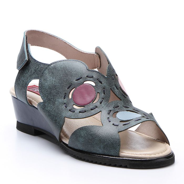 Sandália Susan Anabela em Couro cor Denin J.Gean 