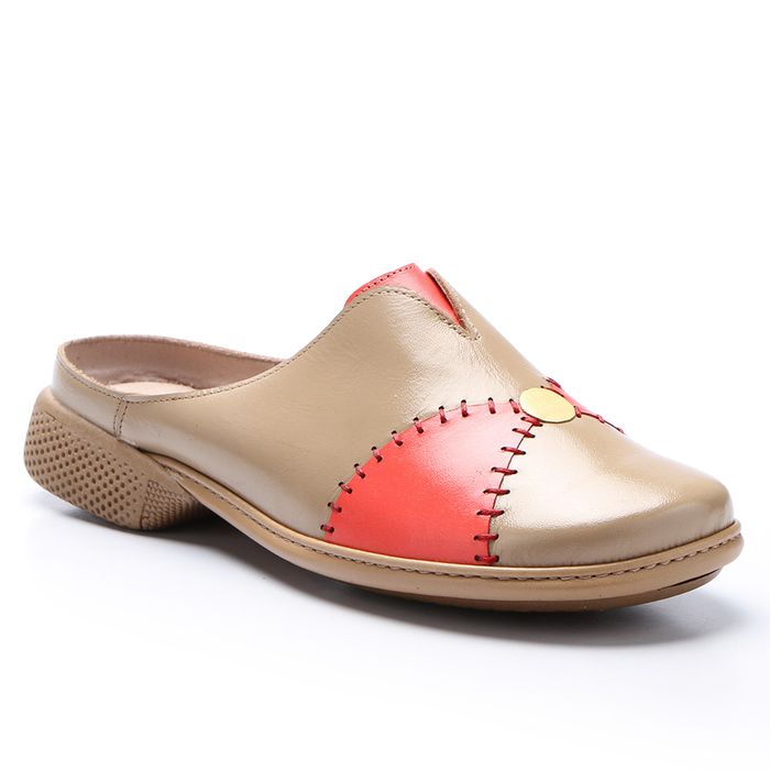 Sapatilha Feminina Mule em Couro cor Flamingo J.Gean 